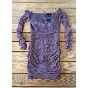 NWT $35.59 Privy Ruched Long Sleeve Dress Size Small Women’s Mauve